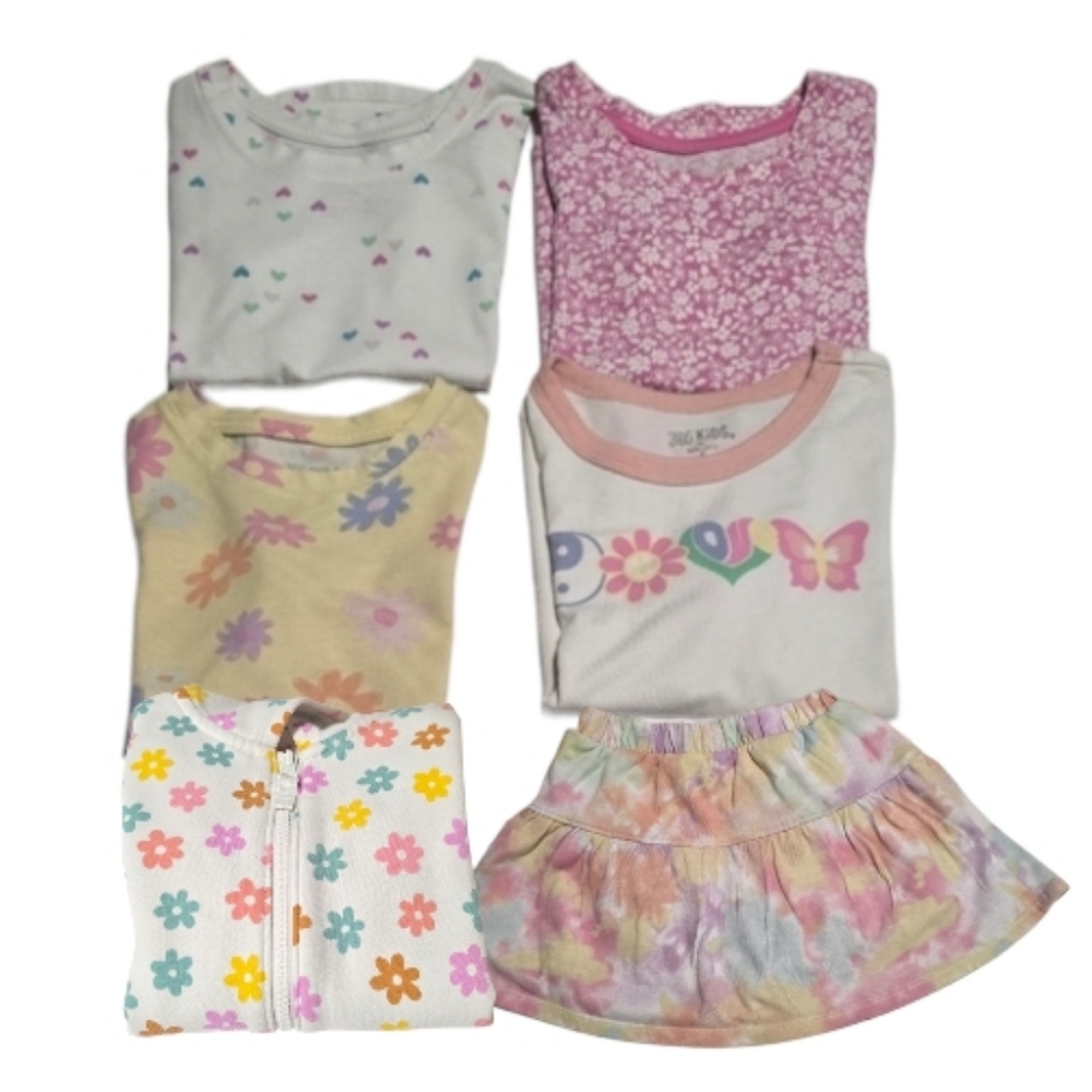 5T Girls' Colorful Hoodie, Tops And Skirt Bundle - 6 Items